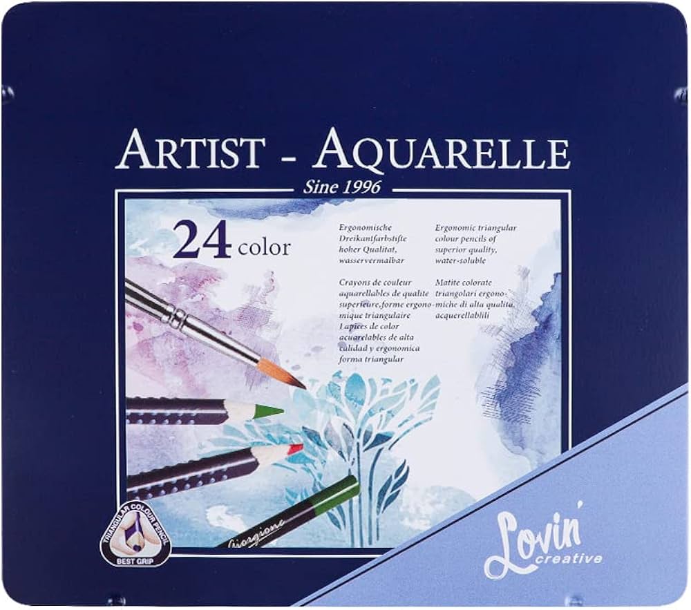 Amazon | 水性色鉛筆 24色 水性ペン 水彩 色鉛筆 24色 絵の具 画材